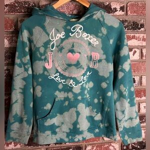Women’s Joe Boxer Live & Love Teal and Pink bleach Tie-Dye Hoodie